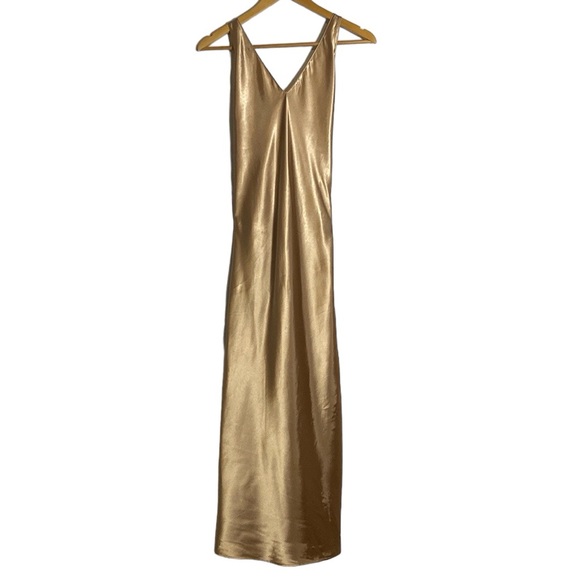 Frederick's of Hollywood Dresses & Skirts - Frederick’s of Hollywood Slip Dress Women’s Medium Gold Satin Maxi Adjustable